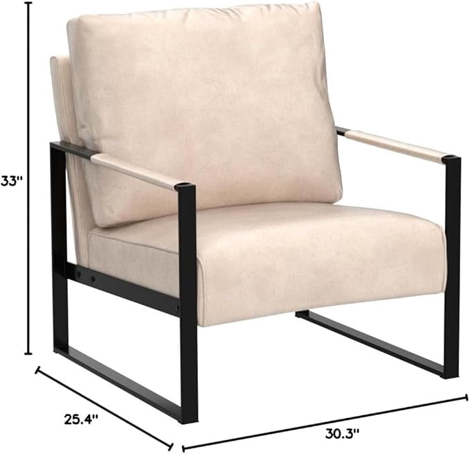 Modern Accent Chair with Durable Square Metal Frame