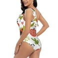 thumbnail image 4 of Picia Tomatoes Pattern Women's One Piece Swimsuits,One Shoulder Swimwear Asymmetric ,Ruffle Monokinis Bathing Suits,High Waisted Flattering Bathing Suits-XX-Large, 4 of 8