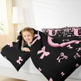 thumbnail image 4 of jejeloiu Monogrammed U Queen Comforter Set,Cute Bowknot Bowtie Bedding Sets,Light Pink Black Bedding Comforter Set,Microfiber Room Decorative Reversible,3pcs, 4 of 8