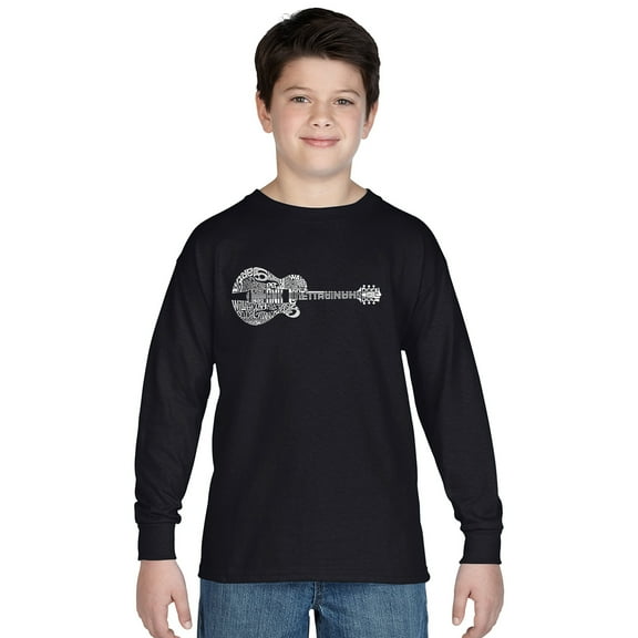 LA Pop Art Boy's Word Art Long Sleeve - Country Guitar