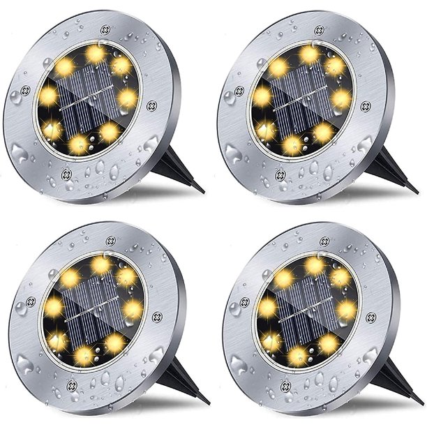Luces de tierra solares, luces de jardín solares a prueba de agua, luces de tierra brillantes a prueba de agua de jardín al aire libre mejoradas, luces de paisaje para camino, patio, diciembre Feliz Sencillez