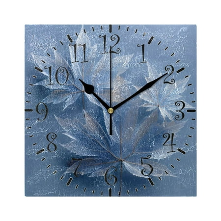 7.78in Square Artistic Wall Clock Dual-Purpose Tabletop & Hanging Decor Silent Non-Ticking Clocks for Home Office 11111111 Glass Mapleleaves