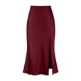 thumbnail image 5 of MuXiKeJi Clothes Elegant Casual Satin Maxi Skirt Featuring High Waist Stretchy Elastic Band And Side Slit For Comfort, 5 of 5