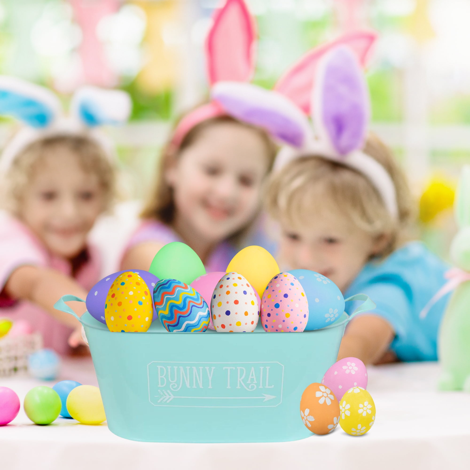 A1 Unlimited Plastic Oval Containers with Handles 13x6.875x4.625-in., Assorted Whimsical Colored Plastic Ice Bucket Baskets Cooler Easter Egg Hunt Stuff, 4ct. (Styles May Vary)
