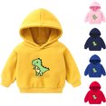 thumbnail image 3 of GPAECEAD Toddler Boys Girls Kids Long Sleeve Hoods Outfit Sweatshirt For Kid Dinosaur Cute Warm Fuzzy Hooded Fall Winter Yellow, 3 of 3