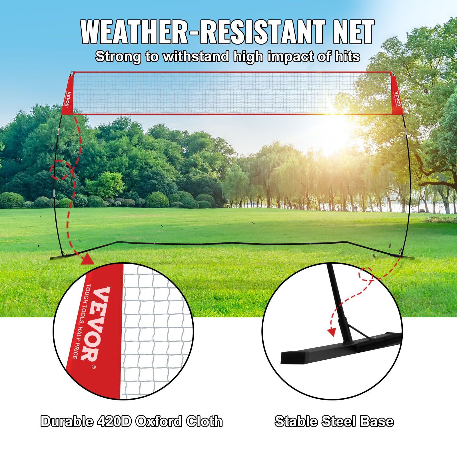 Portable Adjustable Height Volleyball Training Net for Indoor Outdoor Practice with Carrying Bag