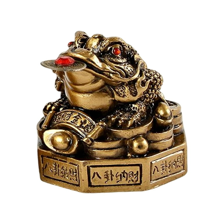 Chinese Feng Shui Money Frogs Statue Three Legged Frog, Resin Figurine Lucky Money Frogs for Lucky Gifts Bronze, Size: 4.8cmx4.2cm