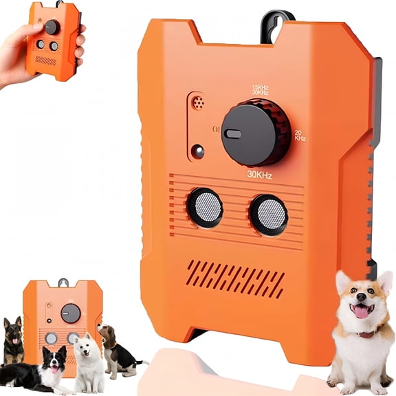 GJX Upgraded Ultrasonic Anti Barking Device, Dog Bark Control Device with 3 Modes for Indoor Outdoor Use, 50Ft Range, Safe for Small Medium Large Dogs, Orange