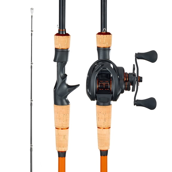 VEVOR Rod and Fishing Reel Combo, IM7 Carbon Fiber Baitcasting Rod and Reel Combo, Bass Fishing Pole with 7 1 BB System, 7.0:1 Gear Ratio, Cork Handle, Stainless Steel Guides with Ceramic Rings