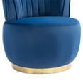 thumbnail image 6 of PAPROOS Swivel Accent Chair, Armchair with Velvet Fabric, Barrel Chair with Metal Ring for Living Room, Bedroom, Navy, 6 of 10