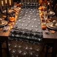 thumbnail image 4 of Extra Long Halloween Table Runner, Black Sheer Table Runner with Gold Print, Gothic Spider Web Table Decor for Halloween Party, Dining Table, Mantel, and Home Display, 4 of 6