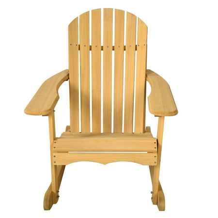 GHP Natural Fir Wood Contoured Seat Adirondack Patio Porch Deck Garden Rocking Chair