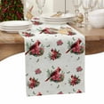 thumbnail image 3 of Christmas Table Runner Cardinal Bird Poinsettia Table Runners Holly Leaves Berry Cotton Linen Dresser Scarf Kitchen Dining Table Decor for Christmas Holiday Party Decor 13x36 Inch, 3 of 9