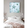 thumbnail image 6 of Teal Starfish Canvas Wall Art, Summer Shell Coral Watercolor Nautical Framed Wall Decor Modern Artwork Prints Painting for Living Room, Bedroom, Kitchen & Cafe Decor 8x8 Inch, 6 of 9