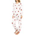 thumbnail image 5 of MVRLSH Pajamas For Women Set Cute Strawberry Print Winter Coral Fleece Pajama Set Thick Warm 2 Piece Flannel Loungewear Cozy White M-Xxl, 5 of 9