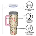 thumbnail image 4 of Floral 40oz Tumbler– Stainless Steel Insulated Tumbler with Handle and Straw, Large Capacity Travel Cup for Hot & Cold Drinks,Thanksgiving,Christmas, Spring,Flower, 4 of 6