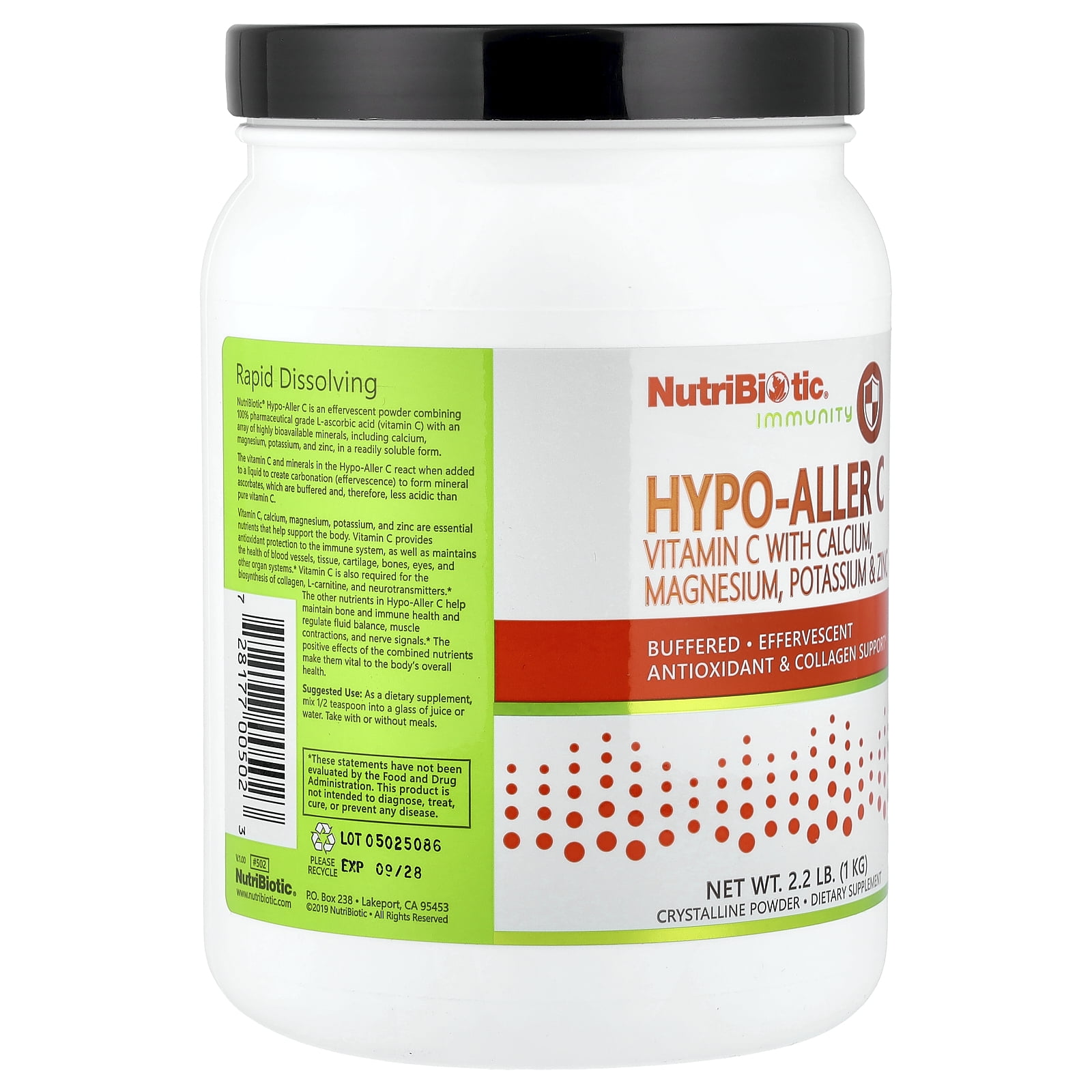 NutriBiotic Immunity, Hypo-Aller C, Vitamin C with Calcium, Magnesium, Potassium & Zinc, 2.2 lb (1 kg)