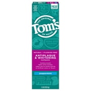 Tom's of Maine Fluoride-Free Antiplaque & Whitening Toothpaste, Whitening Toothpaste, Natural Toothpaste, Peppermint, 5.5 Ounce, 1-Pack