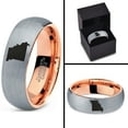 thumbnail image 4 of Tungsten Missouri Show Me State Band Ring 7mm Men Women Comfort Fit 18k Rose Gold Dome Brushed Gray Polished, 4 of 4