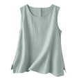 thumbnail image 3 of Womens Tank Tops Cotton Linen Casual Sleeveless Vest Summer Loose Comfy Camisole Green Tank Tops for Women, 3 of 9