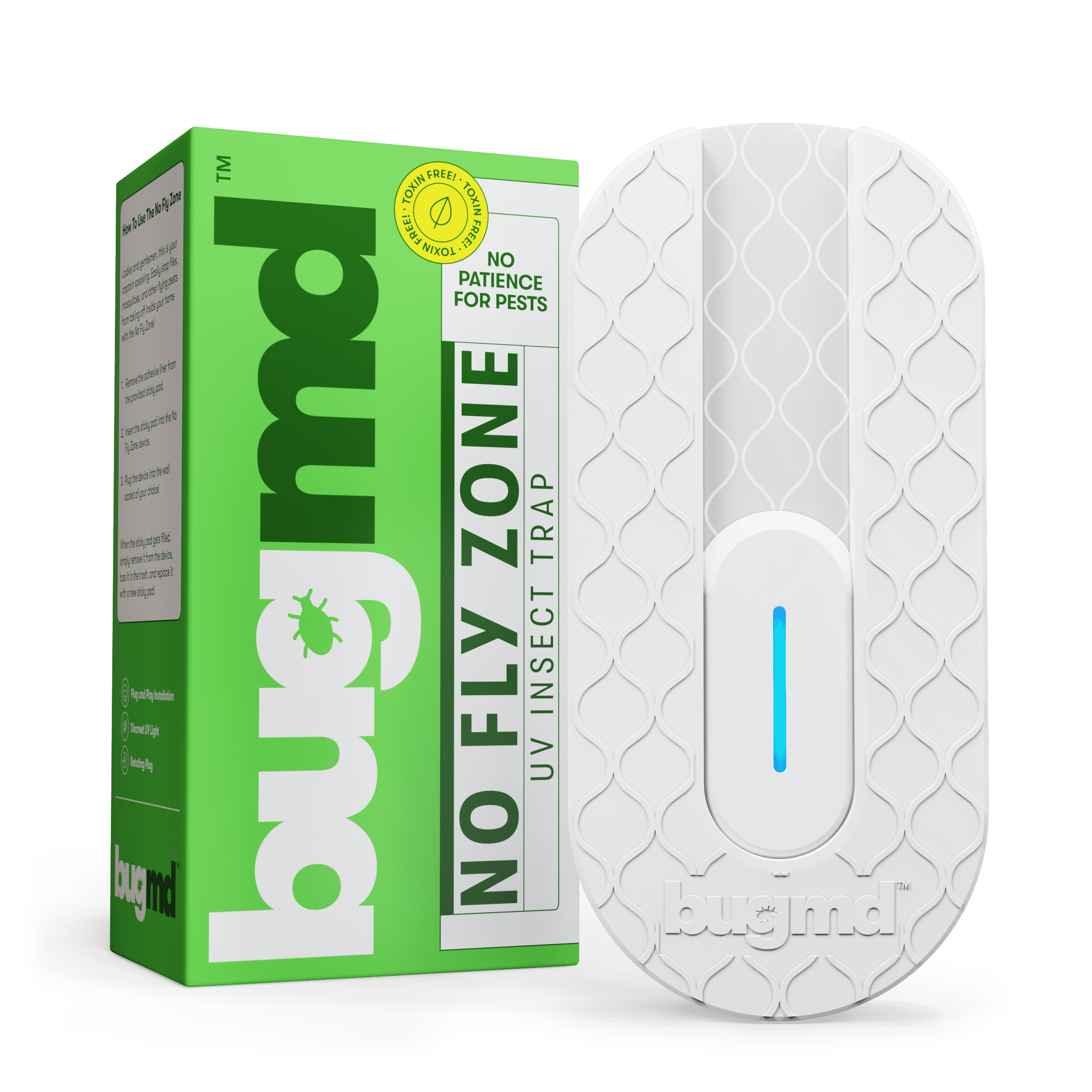 BugMD No Fly Zone Refillable UV Bug Zapper, Mosquito Zapper, Flying