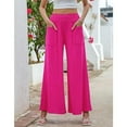 thumbnail image 2 of SWSMCLT Women's Palazzo Pants Baggy Lounge Ankle Spandex Pleated Thin Casual Pants Trousers Lightweight Rose 4-6, 2 of 3