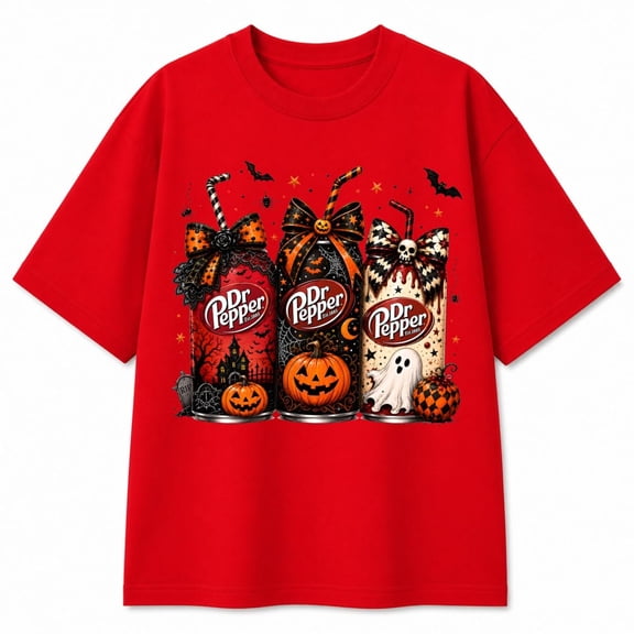 Halloween Soda Graphic T-Shirt, Spooky Pumpkin Ghost Drink Tee, Unisex Fall Holiday Shirt