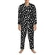 thumbnail image 3 of Fotbe Black White Leaves Pijama de Hombre con Estampado de Manga Larga, Conjunto de 2 Piezas, Ropa de Dormir Suave y Cómoda con Bolsillos-Small, 3 of 7