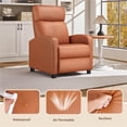 thumbnail image 6 of Alden Design Faux Leather Push Back Theater Recliner Chair with Footrest, Tan, 6 of 10