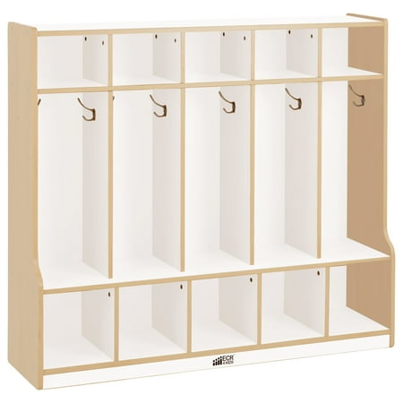 Colorful Essentials 5 Section Coat Locker With Bench White Maple Colorful Essentials 5 Section Coat Locker With Bench White Maple