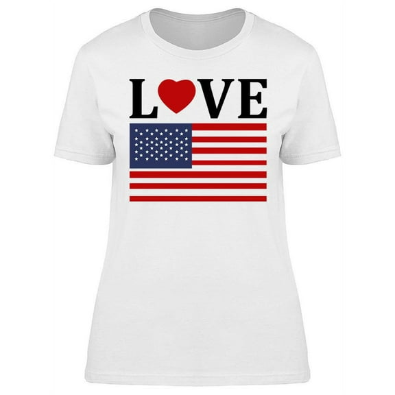 Love With American Flag  T-Shirt Women -Image by Shutterstock, Female x-Large