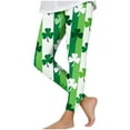 thumbnail image 2 of Avrnliq St. Patrick's Day Girls Leggings, Green Striped Shamrock Clover Print, Stretchy Pants for Kids 4-10 Years, Machine Washable Festive Activewear,Size 3 T, 2 of 7