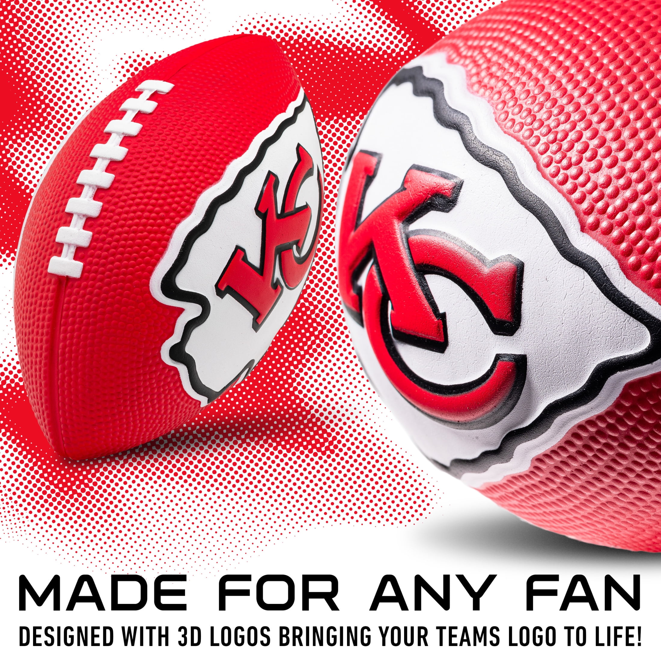 Franklin Sports NFL Kansas City Chiefs Football - Kids Foam Football - Soft Football - Mini Size - Perfect for Gameday - 8.5" 3D logos!
