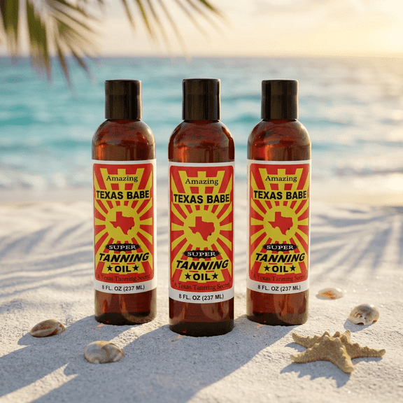 Texas Babe Tanning Oil – All-Natural, No Mineral Oil, THREE PACK of 8 fl oz Bottles