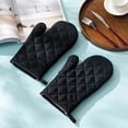 thumbnail image 3 of Oven Mitts and Pot Holders 4 pcs Set,High Heat Resistant 500 Degree Extra Thicken Long Kitchen Cotton Oven Glove for Cooking (,Black), 3 of 5