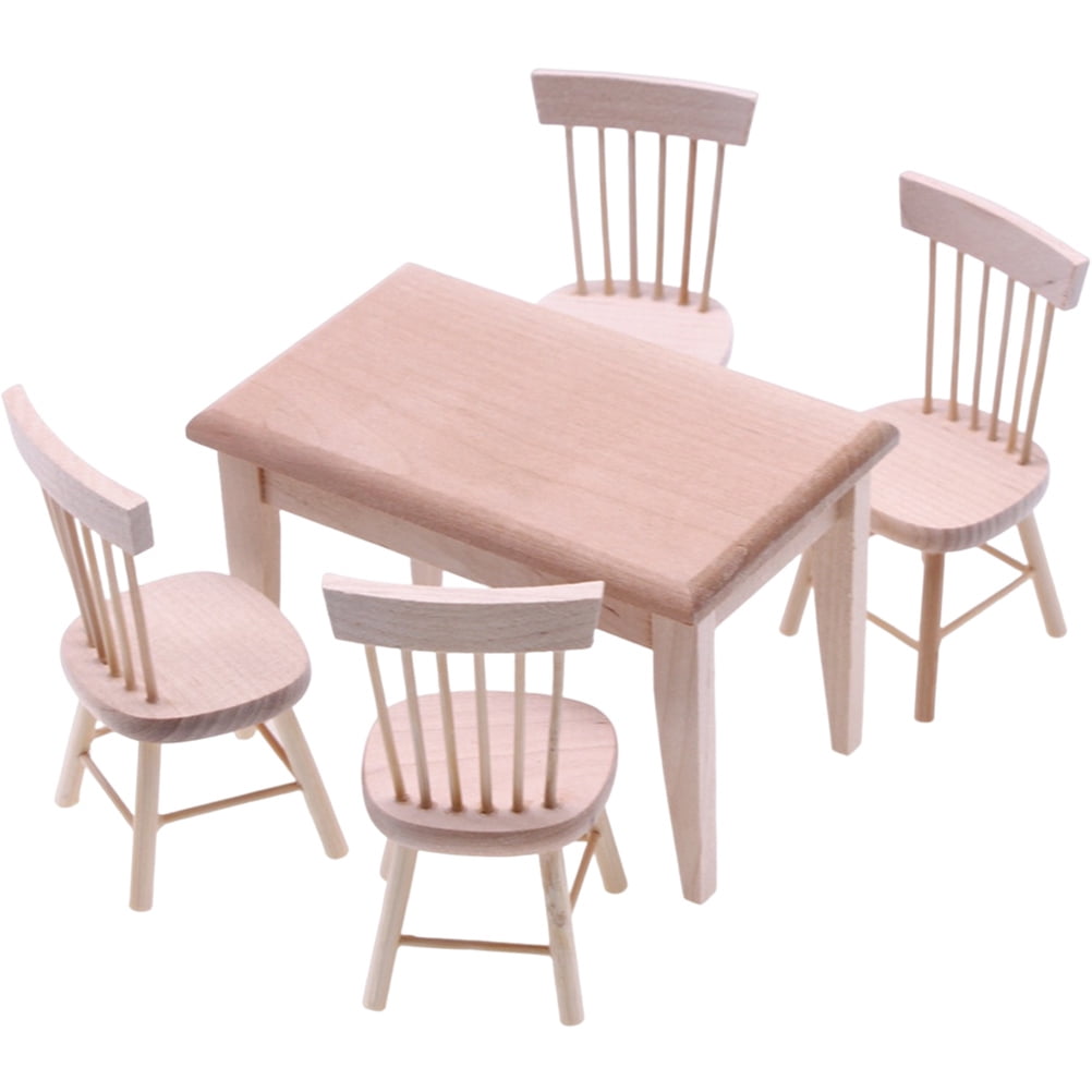 BESTonZON Set Mini Meubles En Rotin Pour Maison De Poupée – 5 Pièces : Chaises, Seau Et Boîte – Déco Miniature