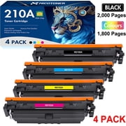 210X High Yield Laserjet 210A Toner Cartridge With Chip Compatible for HP 210A 210X W2100A W2100X Color Laserjet Pro MFP 4301fdw 4301fdn Pro 4201dw 4201dn Series Printer 210 Ink (BK/C/M/Y 4 Pack)