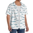 thumbnail image 2 of Balery Cute Shark Camisa Casual de Manga Corta con Botones para Hombre, Texturizada, Estilo Cubano, para Playa, Verano-3X-Large, 2 of 5