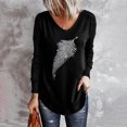 thumbnail image 2 of Camiseta de manga larga con cuello en V para mujer, blusa de lentejuelas brillantes, Tops tipo túnica Fridja  FKASFK4618, 2 of 5
