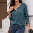 thumbnail image 4 of Women’s Long-Sleeve Henley Top Soft Knit Button Pullover Casual Loose Fit Neck Lightweight Tunic Blouse Basic Tees Fall Sweaters, 4 of 7