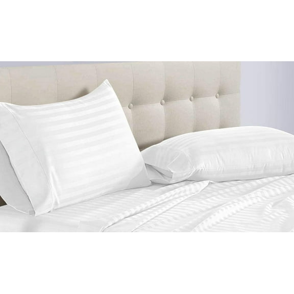 5 Piece Split California King Sheet Set For Adjustable Beds 100% Egyptian Cotton 800 Thread Count Split California King Sheet Set, 12 Inch Deep Pocket, White Stripe