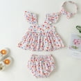 thumbnail image 3 of IROINNID Infant Girls Pretty Print Dress Tops Shorts With Hairband Set, 3 of 9