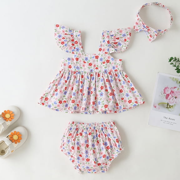 Vedolay Midi Skirt Set Toddler Girl's 2 Piece Outfit Bow Front Short Sleeve Tee and Plaid Pleated Aline Skirt Set,Multicolor 6-12 Months