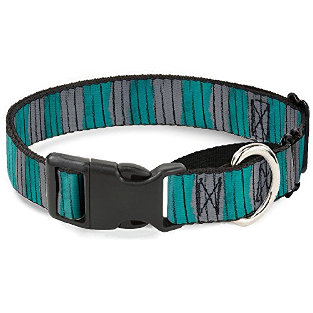 Buckle-Down MGC-WDY327-L Martingale Dog Collar-Cheshire Cat Stripes Gray Teal Black
