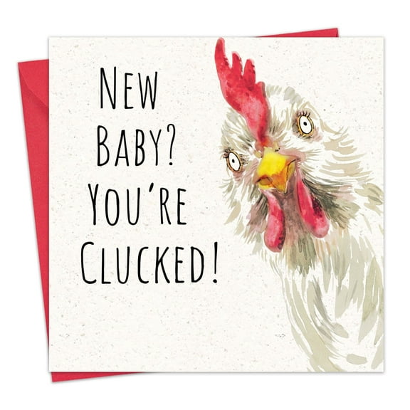Twizler New Baby Card - Clucked - Funny New Baby Boy or Girl Card - Congratulations Newborn
