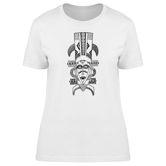 African Mask Hand Drawn Tee Women's -Image by Shutterstock