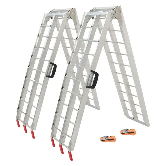 Genrics Aluminum Foldable Wide Pickup Trailer Loading Ramps with Handle 750lbs Unfolded Size 89.96x11in 2Pcs