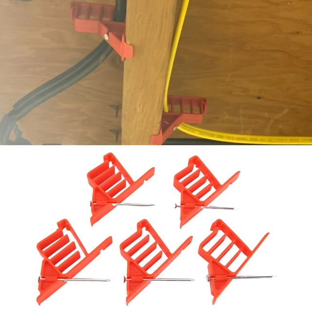 Cable Stackers, 25PCS Electrical Wire Fastening Clips with Stainless Steel Nails Plastic Electrical Wire Stackers for UF Non Metallic Coaxial Data CAT 5 Wires