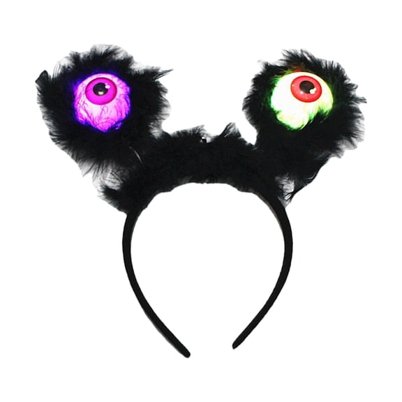 Leeye Halloween LED Eyeball Headband, Glowing Alien Eye Hair Hoop Light Up Headpiece for Party Cosplay Costume Accessory, Black 9.06x9.06x2.76in