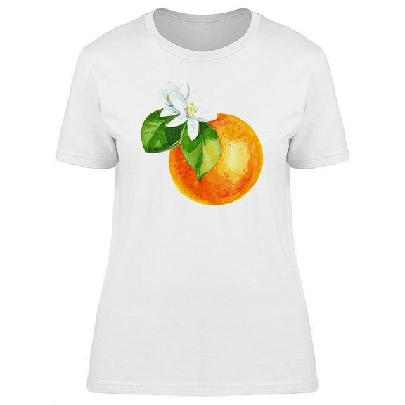 Cute Floral Orange Fruits T-Shirt Women -Image by Shutterstock, Female Large